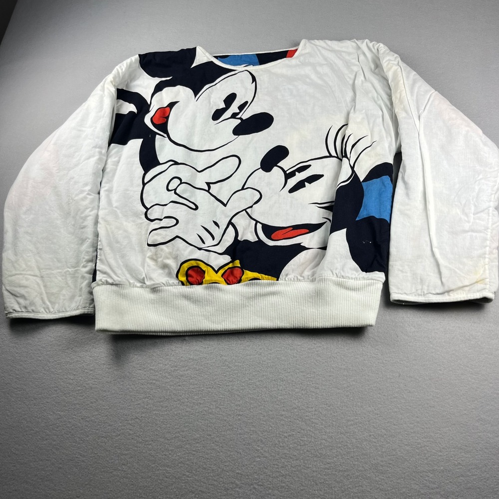 Vintage Minnie Mouse Reversible Top Mickey Graphic Polka Dot Print White Black